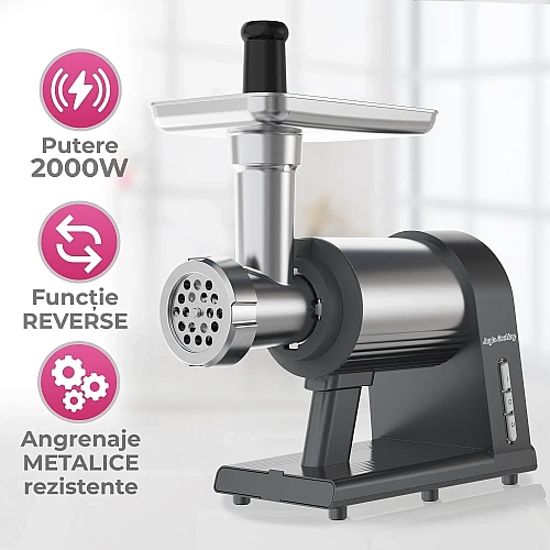 Mașină Multifuncțională de Tocat 4in1 - Carne, Roșii, C&acirc;rnați, Răzuit și Feliat - 2000W, Angrenaje Metalice, 1,8 kg/min -Anyta Cooking
