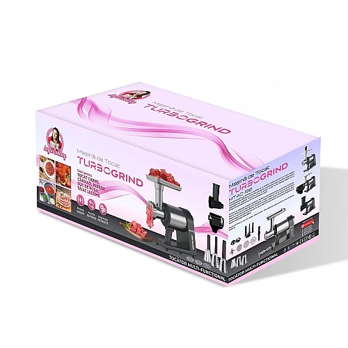 Mașină Multifuncțională de Tocat 4in1 - Carne, Roșii, C&acirc;rnați, Răzuit și Feliat - 2000W, Angrenaje Metalice, 1,8 kg/min -Anyta Cooking