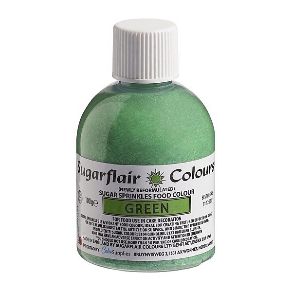 Zahar Fin Sclipicios -100 GR &ndash; GREEN/VERDE &ndash; Sugarflair
