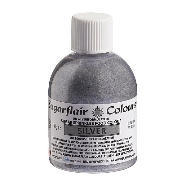 Zahar Fin Sclipicios -100 GR &ndash; SILVER/ARGINTIU &ndash; Sugarflair