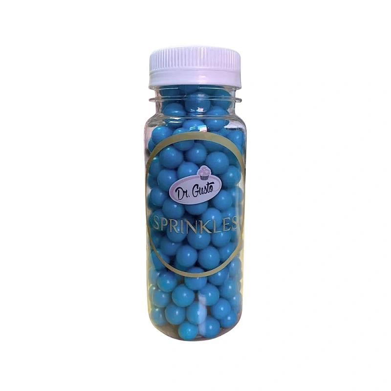 Sprinkles bomboane din Zahar perlute - Albastre - 10mm 140g - Dr Gusto