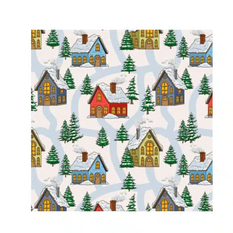 Cutie cu insertie pentru briose si dulciuri - Sat de Crăciun - 17,5x17,5x8,5h cm - Decora