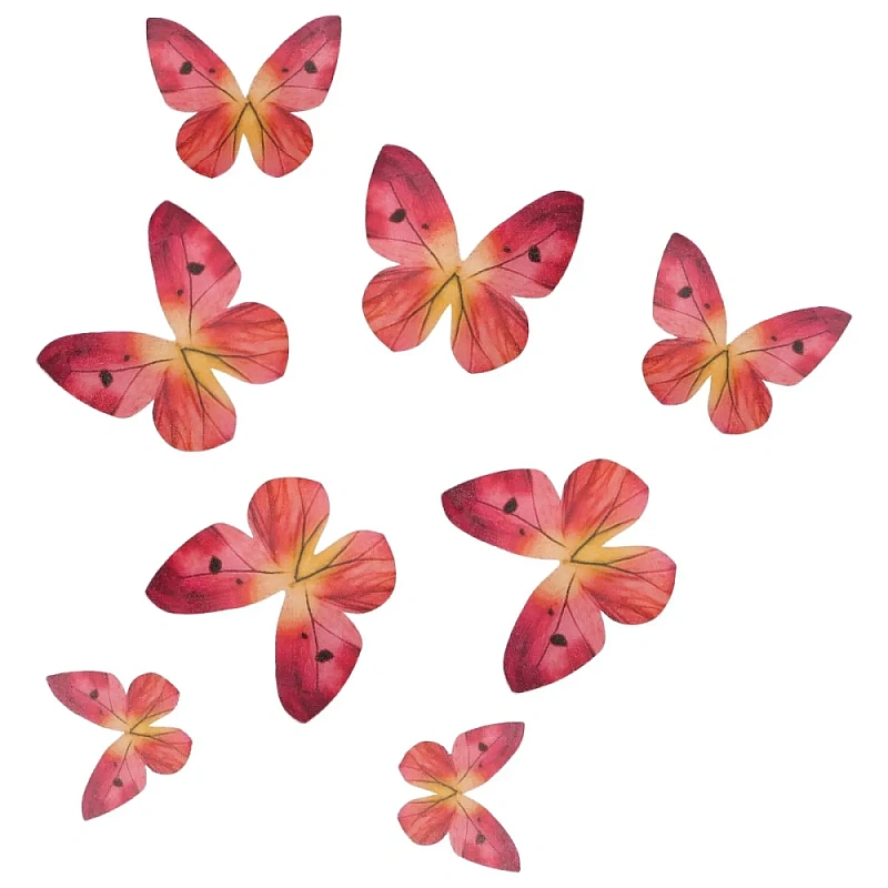 Set 8 decorațiuni comestibile din vafa Fluturi Roz  - Wilton