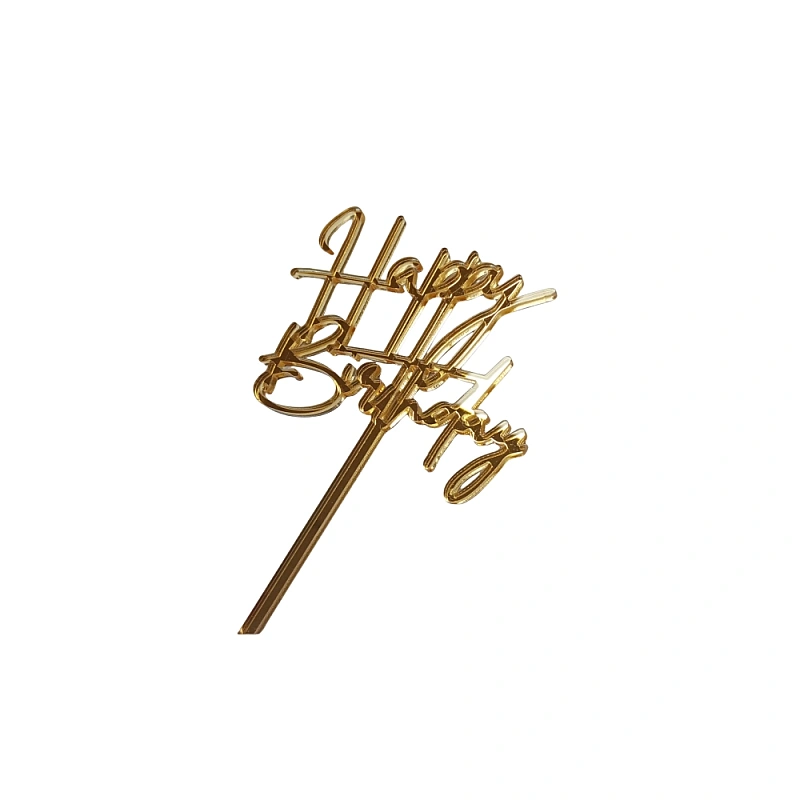 Topper Tort, Happy Birthday, auriu, acril - Anyta Cooking