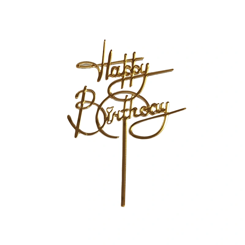 Topper Tort, Happy Birthday Y lung, auriu, acril - Anyta Cooking