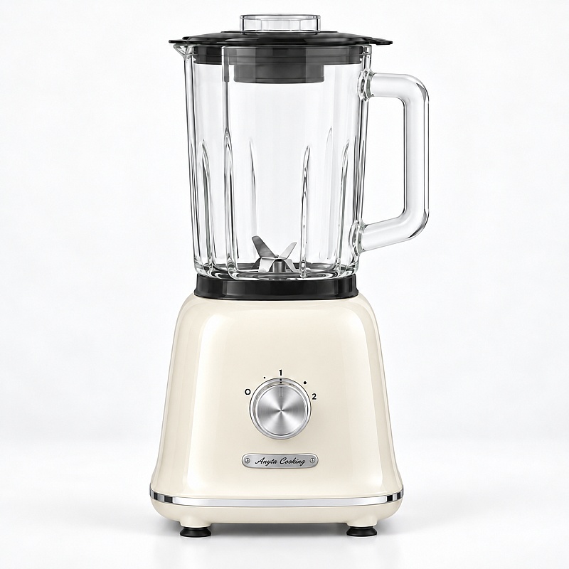 Blender Retro Vintage 1200W, Vas Sticlă 1,6L &ndash; Crem-  Anyta Cooking