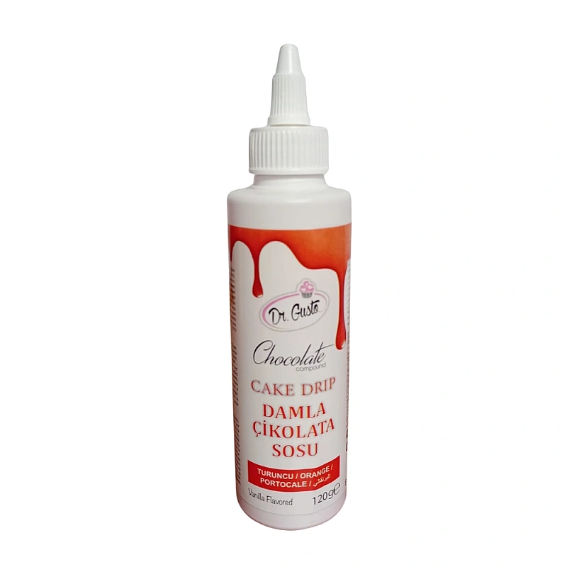 Glazura de ciocolata - Cake Drip - PORTOCALIU - 120g - Dr Gusto