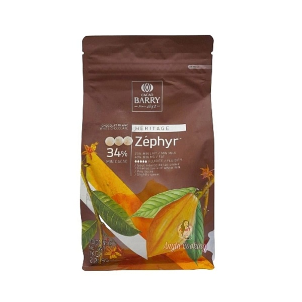 Ciocolata Alba PREMIUM ZEPHYR - 34 % - 1 Kg - Cacao Barry Callebaut&reg; - Anyta Cooking