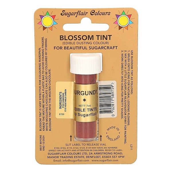 Colorant Alimentar Pudra - BURGUNDY / Visiniu &ndash; 7 ML &ndash; Sugarflair - Anyta Cooking