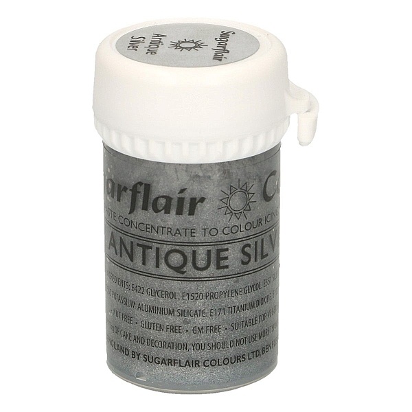 Colorant Gel &ndash; ARGINTIU / Antique Silver&ndash; Sugarflair - Anyta Cooking