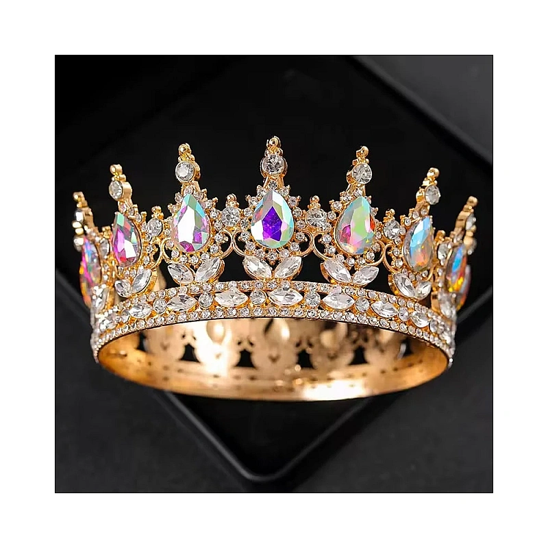 Coronita pentru tort aurie cu pietricele multicolore - Anyta Cooking