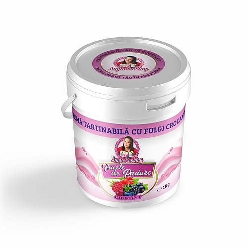 Cremă tartinabilă cu fulgi crocanti &ndash; FRUCTE DE PADURE &ndash; 1 kg &ndash; Anyta Cooking (Lichidare Stoc)