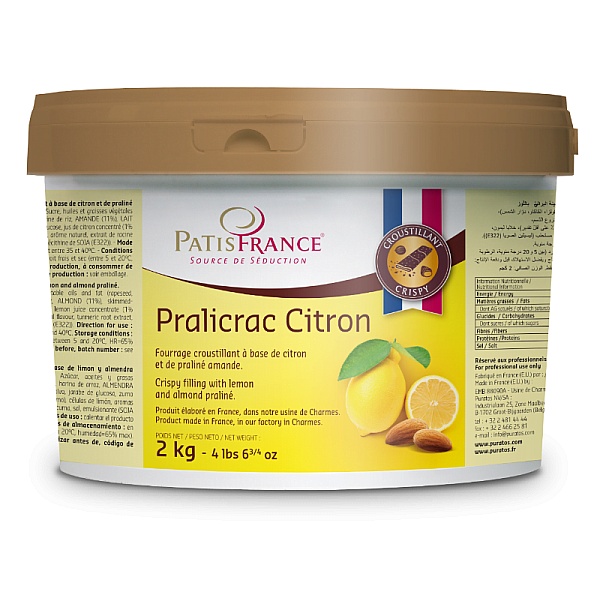 Crema / Umplutura crocantă de lamaie - Pralicrac Citron - 2kg - PatisFrance (Lichidare Stoc)