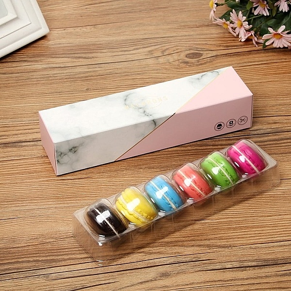Cutie pentru 6 Macarons + PVC -Marble Pink-23x6x4.5 cm-Anyta Cooking - Anyta Cooking