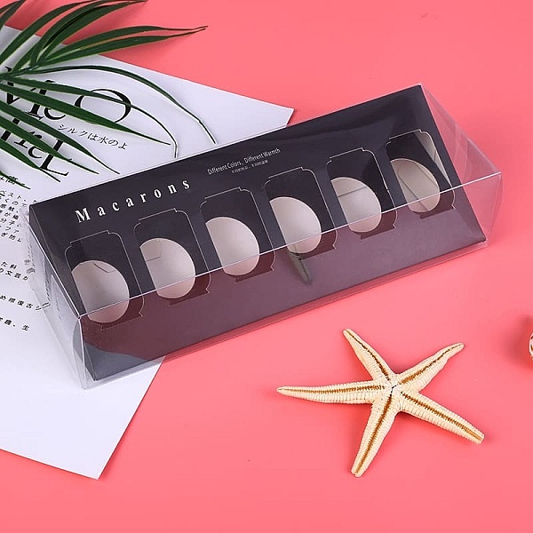 Cutie pentru 6 Macarons+ PVC -Negru- 23x9,8 cm-Anyta Cooking - Anyta Cooking