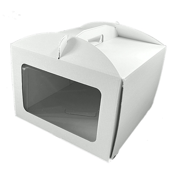 Cutie Tort Alba cu geam Transparent - 30 X 30 X H:21 cm