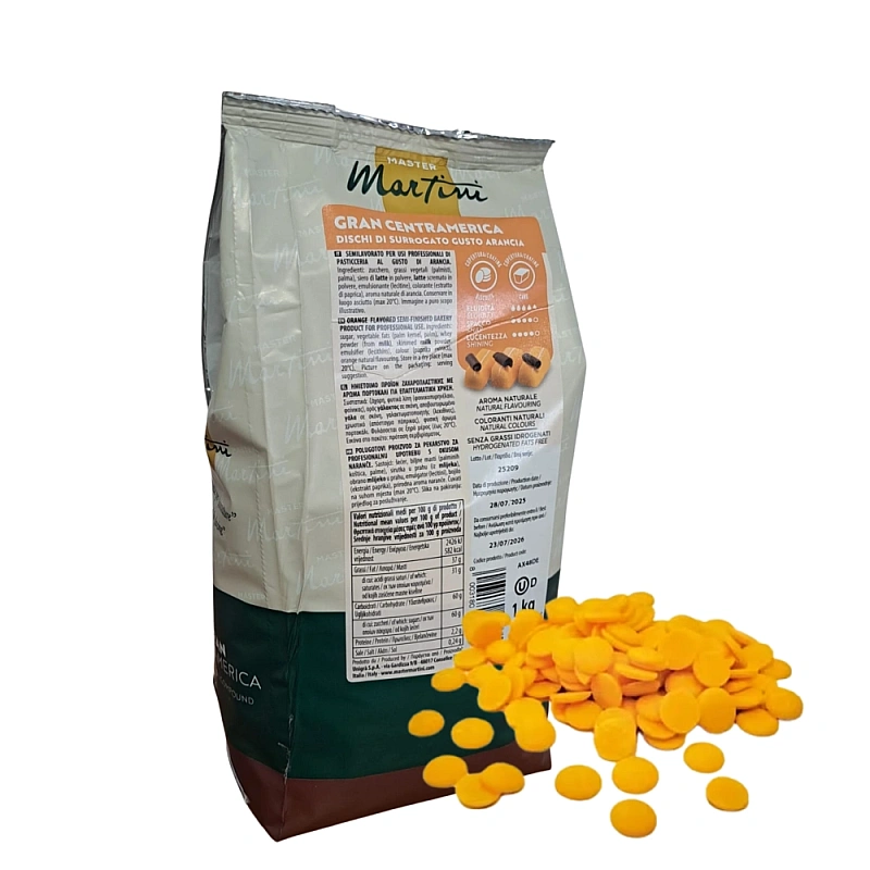 Cuvertura de ciocolata cu aroma de PORTOCALE - 1kg - Centramerica Master Martini