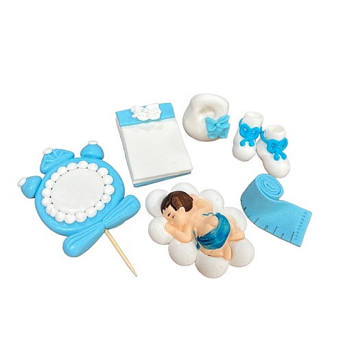 Decor comestibil -  Set nou nascut albastru nr2  - Anyta Cooking