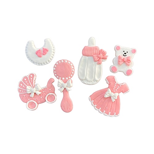 Decor comestibil -  Set nou nascut roz  - Anyta Cooking