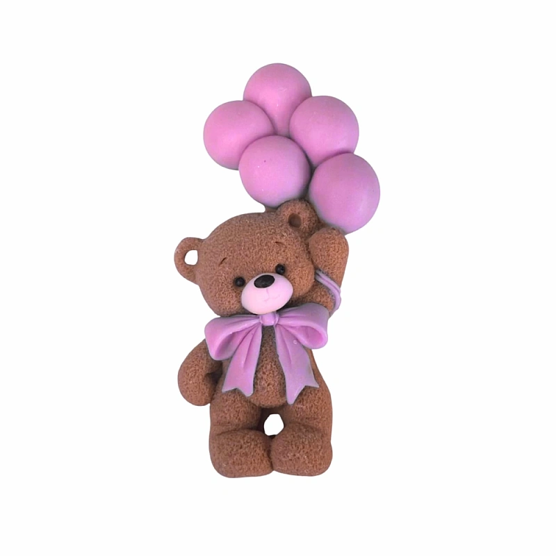 Decor comestibil - Ursulet cu balonase roz - Anyta Cooking