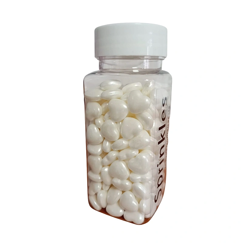 Decor din zahar - Inimioare Mari - Alb Sidef - 90 gr - Dr Gusto