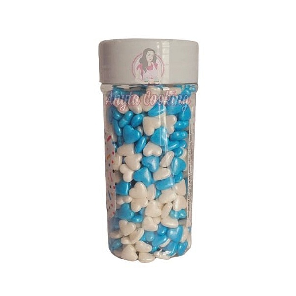 Decor din zahar - Inimioare Mari - Alb/Albastru - 90 gr - Dr Gusto - Anyta Cooking