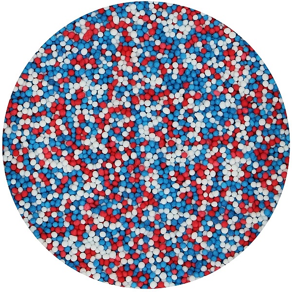 Decor din zahar &ndash; Nonpareils Red-White-Blue &ndash; 80 Gr &ndash; Funcakes - Anyta Cooking