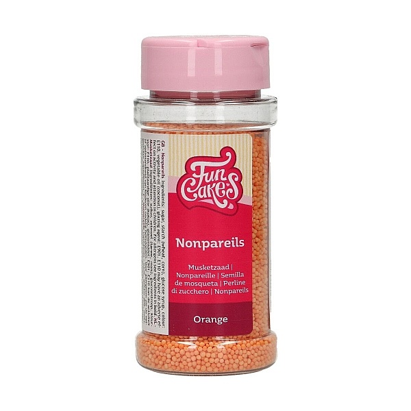 Perle / Perlute din zahar 1,5mm &ndash; PORTOCALIU - NONPAREILS ORANGE &ndash; 80gr - Funcakes