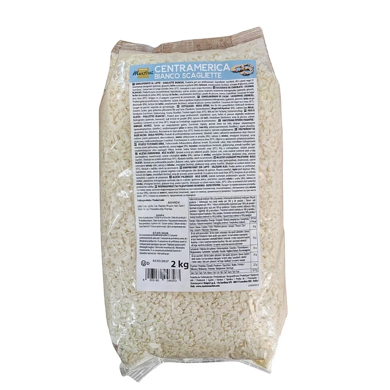 Decor fulgi din compound ciocolata Alba - 2 kg - Centramerica Master Martini