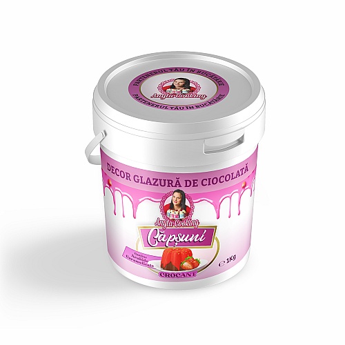 Decor Glazură de Ciocolată &ndash; CAPSUNA (cu crocant)&ndash; 1kg &ndash; Anyta Cooking (L)