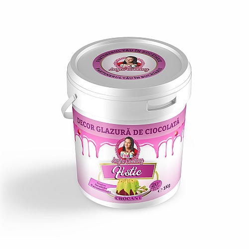 Decor Glazură de Ciocolată &ndash; FISTIC 20% (cu crocant) &ndash; 1kg &ndash; Anyta Cooking (Lichidare Stoc)