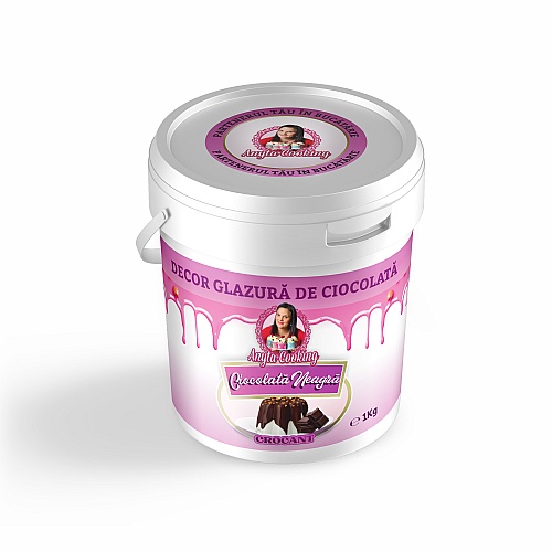 Decor Glazură de Ciocolată &ndash; NEAGRA (cu crocant)&ndash; 1kg &ndash; Anyta Cooking