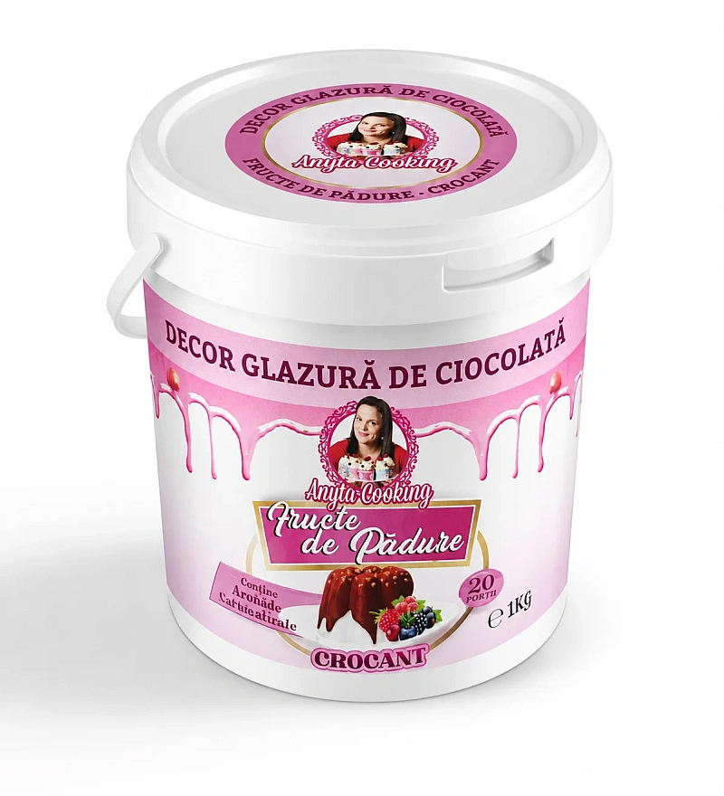 Decor Glazură de Ciocolată &ndash; FRUCTE DE PADURE  (cu crocant)&ndash; 1kg &ndash; Anyta Cooking (L)