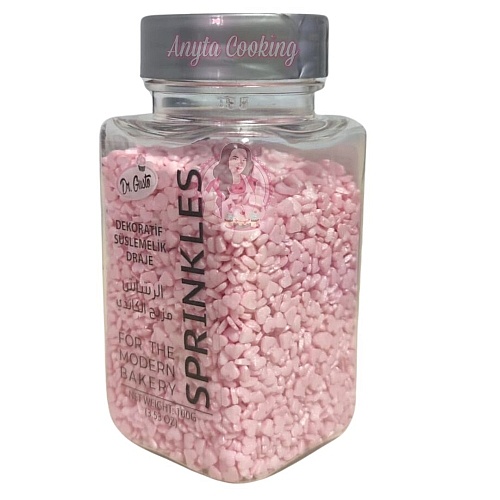 Decor Zahar mini inimioare Roz - 80 gr - Dr Gusto