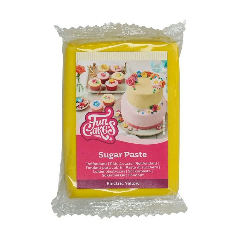 Fondant / Pasta de zahar - Galben Electric - 250g - FunCakes
