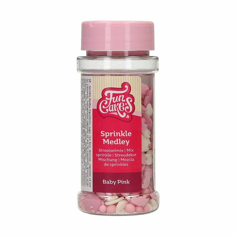Decor din zahar Sprinkle Medley Baby Pink - 50 g - Funcakes