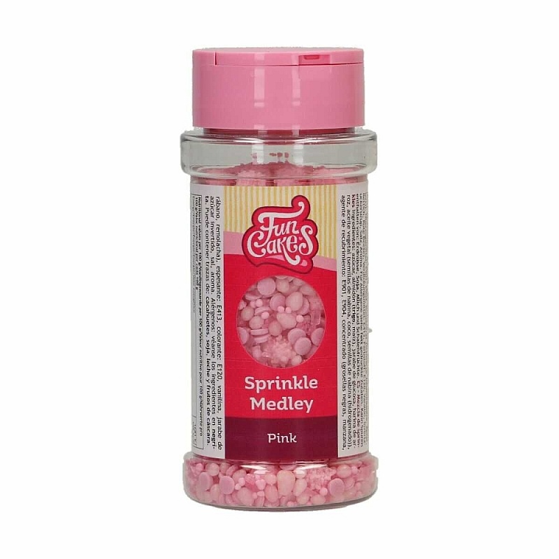 Decor din zahar Sprinkle Medley Pink / Roz - 70g - Funcakes
