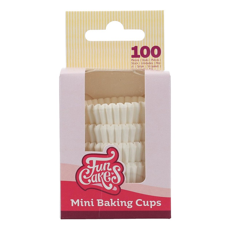Set 100 buc - Mini forme de copt albe - FunCakes 