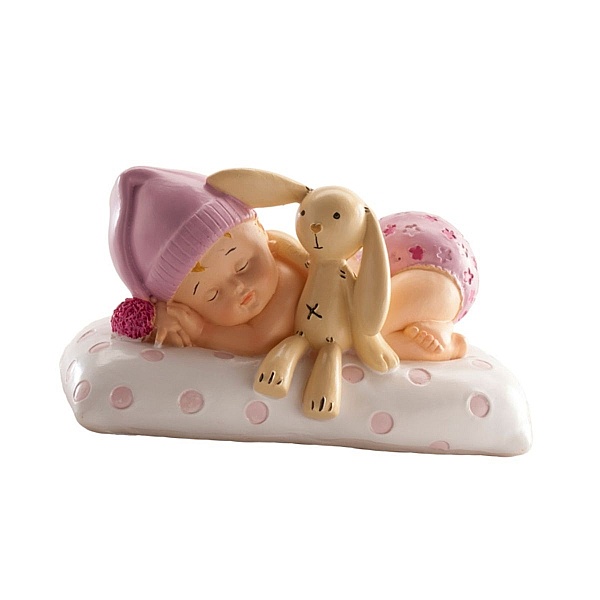 Figurină de tort pentru botez &ndash; Fetiță cu iepuraș, 105x65x65 mm- Dekora - Anyta Cooking
