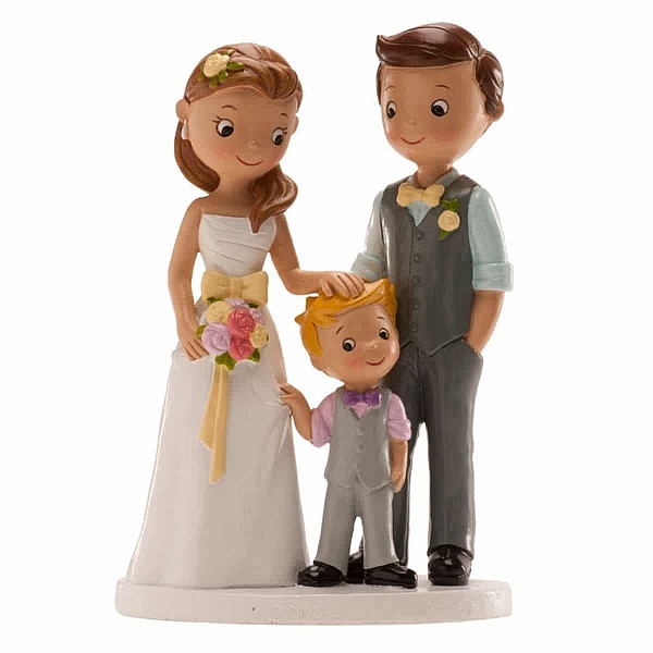 Figurină de tort pentru nuntă &ndash; Cuplu căsătorit cu băiat, 16 CM - Dekora - Anyta Cooking