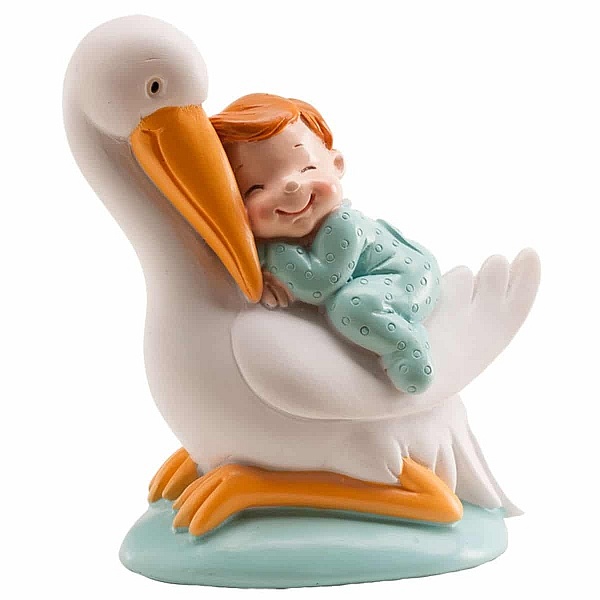 Figurină tort&ndash; Barză cu copil care doarme, 10 CM - Dekora - Anyta Cooking