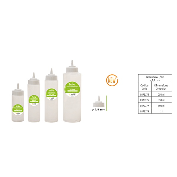 Flacon plastic pentru glazura/sosuri cu capac -500 ml -Decora - Anyta Cooking