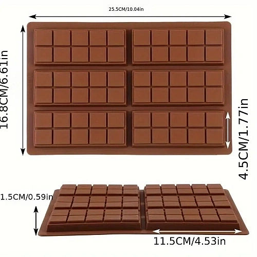 Forma de Silicon- Mini Tablete de Ciocolata (6 cavitati) - 26x17 cm, Ad&acirc;ncime 1,5 cm