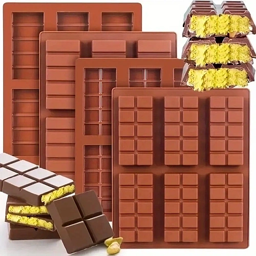 Forma de Silicon- Mini Tablete de Ciocolata (6 cavitati) - 26x17 cm, Ad&acirc;ncime 1,5 cm