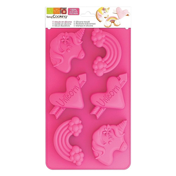 Forma de silicon-Unicorn, Curcubeu, Inima-16 x 6 x 0,8 cm-Scrapcooking - Anyta Cooking