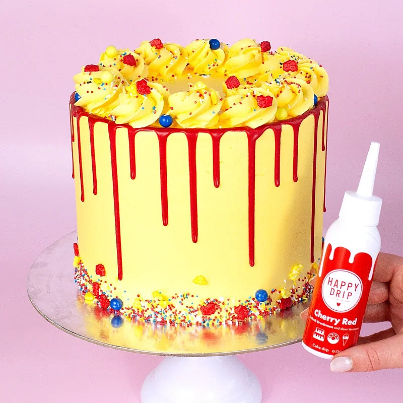 Glazură Drip pentru Tort - Happy Drip Cherry Red (Roșu Cireșe) - 130g - Happy Sprinkles