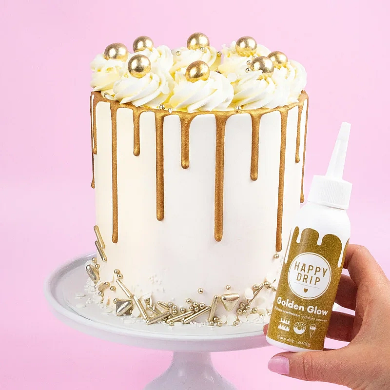 Glazură Drip pentru Tort - Happy Drip Golden Glow (Auriu Metalizat) - 100g - Happy Sprinkles