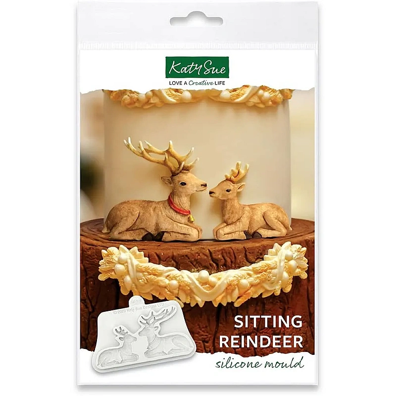 Mulaj din Silicon Reni  șez&acirc;nd - Sitting Reindeer - Katy Sue