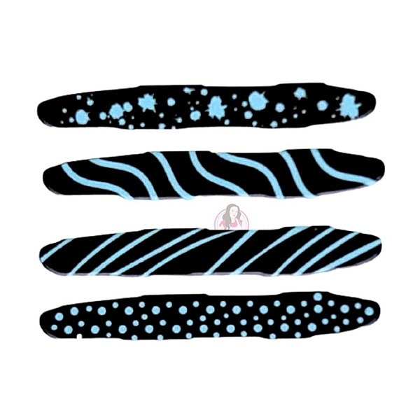 Kit 480 buc decor din ciocolata - Bastonase negre cu albastru - Anyta Cooking
