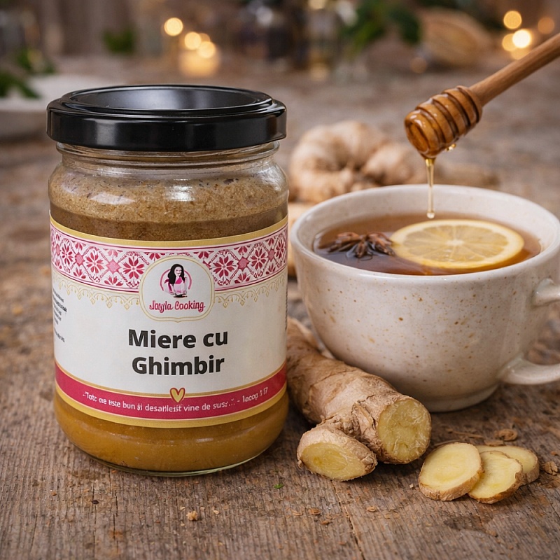 Miere cu ghimbir 200g &ndash; Amestec natural artizanal &icirc;n borcan de sticlă &ndash; Anyta Cooking